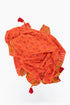 Scarf in printed cotton gauze with tassels and trimmed border